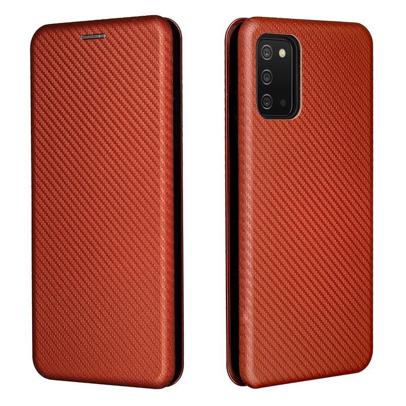 Carbon peněženkové pouzdro na mobil Samsung Galaxy A03s (166.6 x 75.9 x 9.1mm) - oranžové