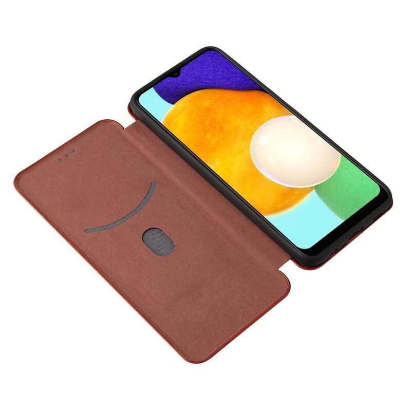 Carbon peněženkové pouzdro na mobil Samsung Galaxy A03s (166.6 x 75.9 x 9.1mm) - oranžové