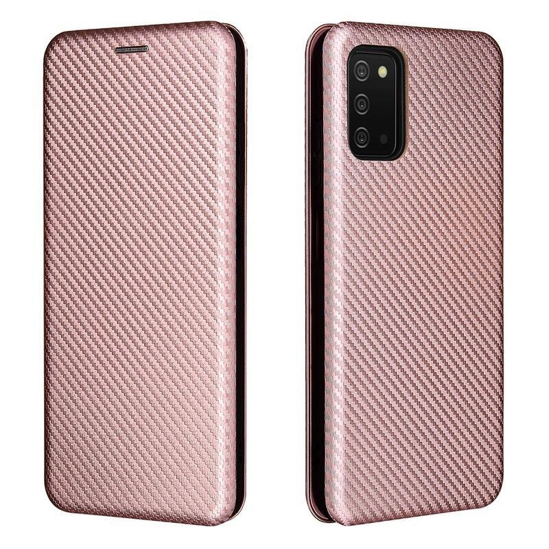 Carbon peněženkové pouzdro na mobil Samsung Galaxy A03s (166.6 x 75.9 x 9.1mm) - růžovozlaté