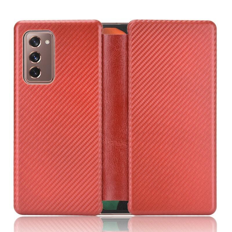 Carbon peněženkové pouzdro na mobil Samsung Galaxy Z Fold2 5G - červené