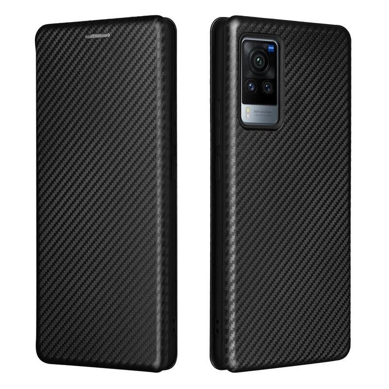Carbon peněženkové pouzdro na mobil Vivo X60 Pro 5G - černé