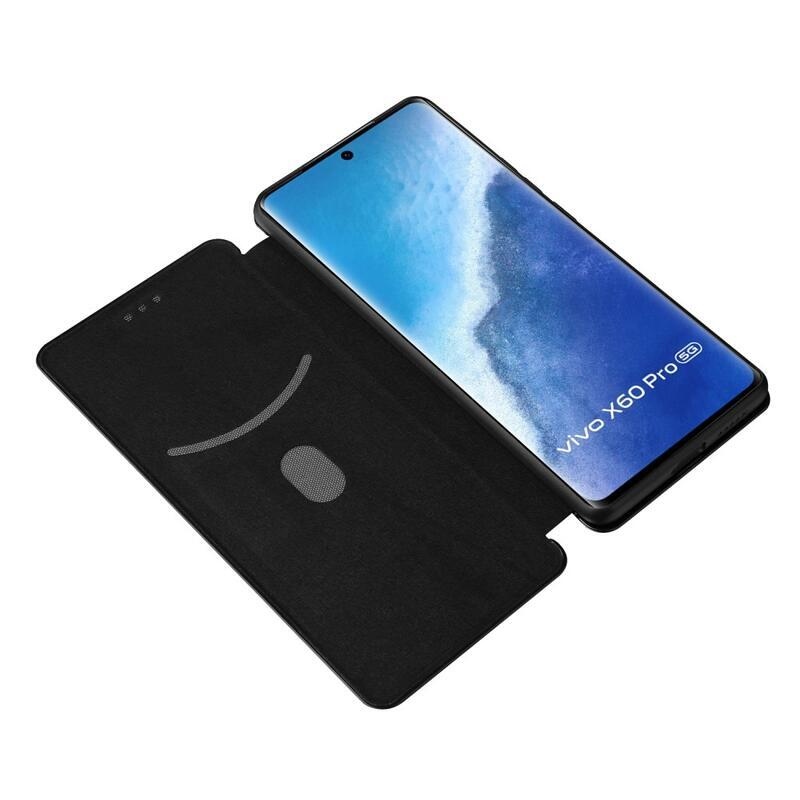 Carbon peněženkové pouzdro na mobil Vivo X60 Pro 5G - černé