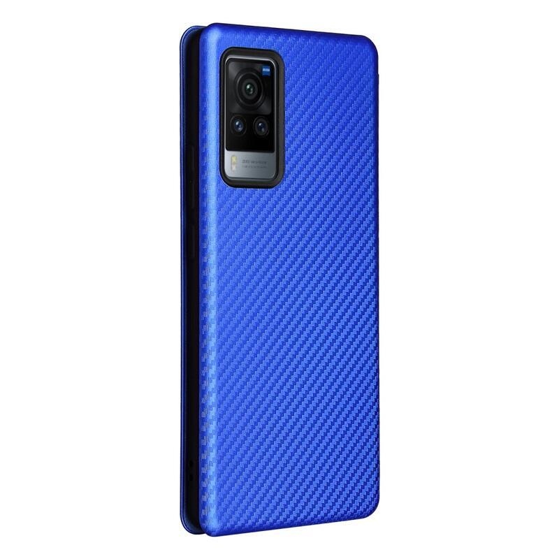 Carbon peněženkové pouzdro na mobil Vivo X60 Pro 5G - modré