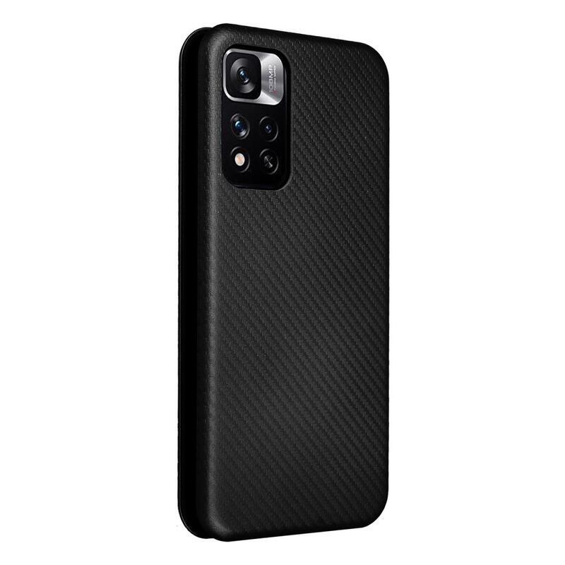 Carbon peněženkové pouzdro na mobil Xiaomi Poco M4 Pro 5G/Redmi Note 11S 5G - černé
