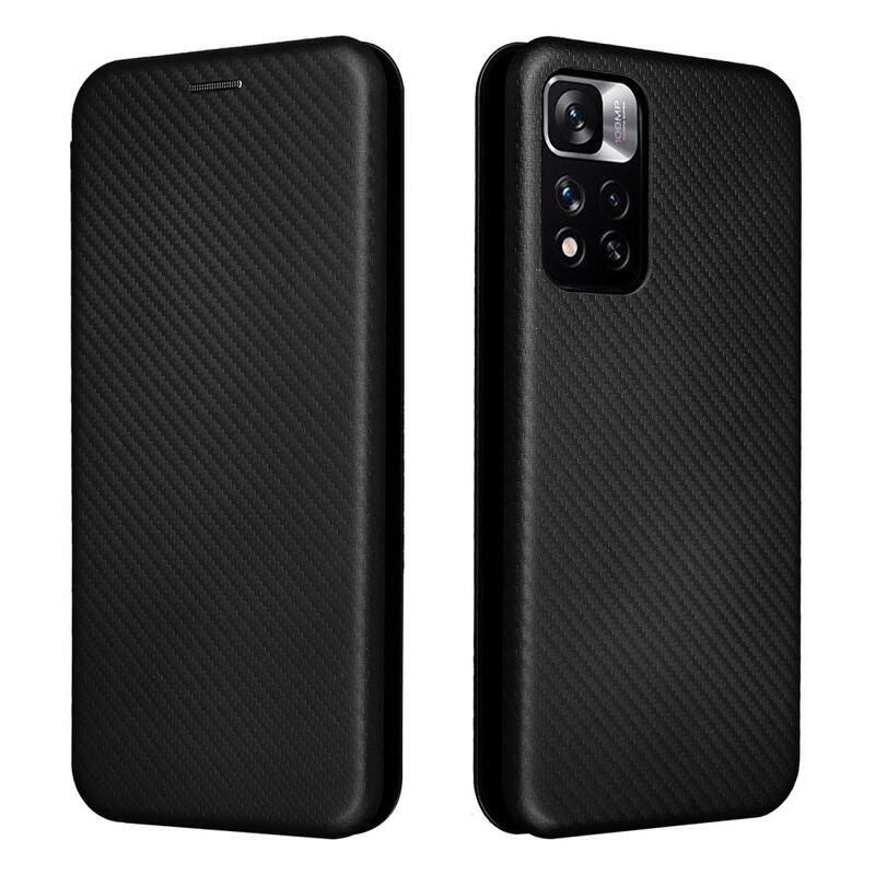 Carbon peněženkové pouzdro na mobil Xiaomi Poco M4 Pro 5G/Redmi Note 11S 5G - černé
