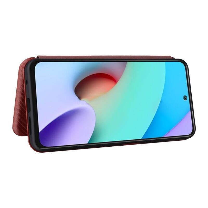 Carbon peněženkové pouzdro na mobil Xiaomi Redmi Note 11 4G/Note 11S 4G - oranžové
