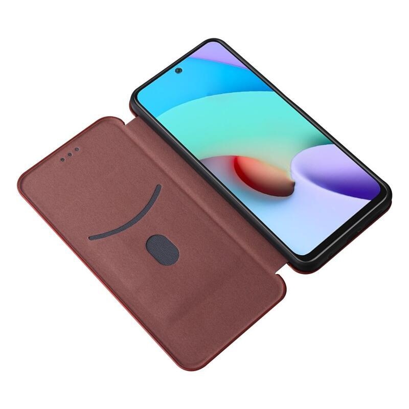 Carbon peněženkové pouzdro na mobil Xiaomi Redmi Note 11 4G/Note 11S 4G - oranžové