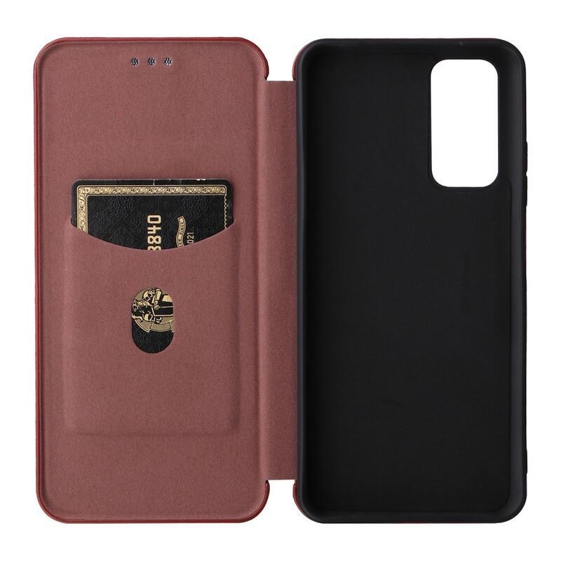 Carbon peněženkové pouzdro na mobil Xiaomi Redmi Note 11 4G/Note 11S 4G - oranžové