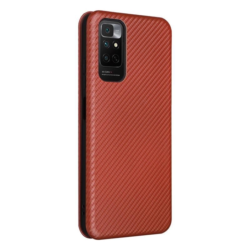 Carbon peněženkové pouzdro na mobil Xiaomi Redmi Note 11 4G/Note 11S 4G - oranžové