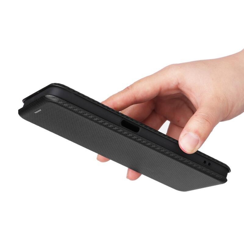 Carbon peněženkové pouzdro na mobilní telefon Realme C35 - černé