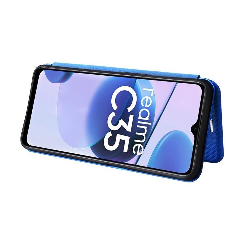 Carbon peněženkové pouzdro na mobilní telefon Realme C35 - modré