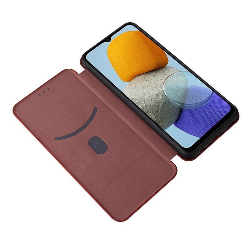 Carbon peněženkové pouzdro pro mobil Samsung Galaxy M23 5G - oranžové
