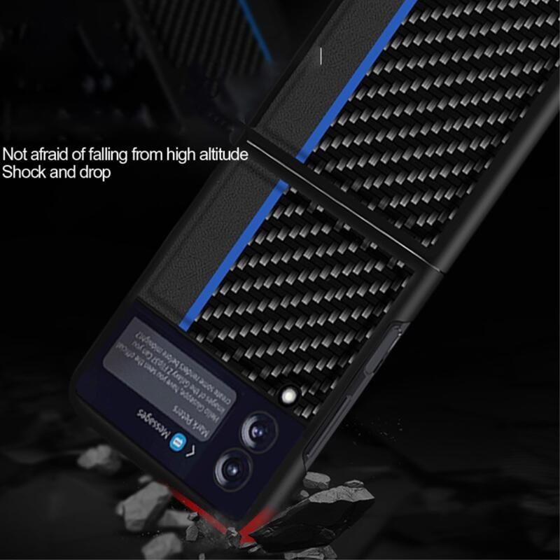 Carbon plastový kryt na mobil Samsung Galaxy Z Flip3 5G - modrý