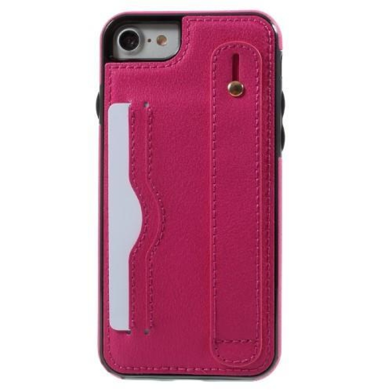 Card gelový obal s PU koženými zády a přihrádkou na iPhone 7 a iPhone 8 - rose