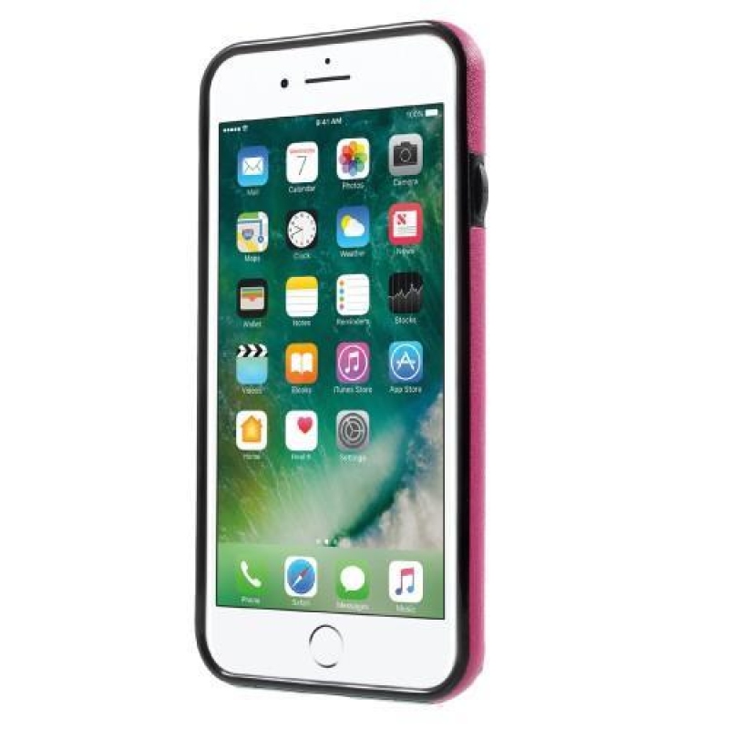 Card gelový obal s PU koženými zády a přihrádkou na iPhone 7 a iPhone 8 - rose