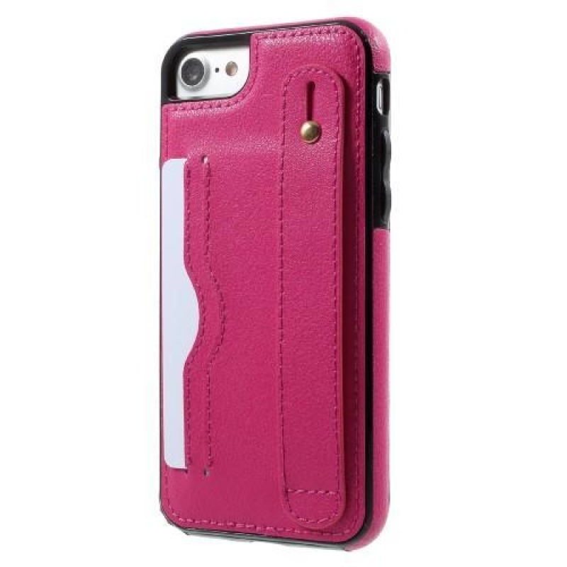 Card gelový obal s PU koženými zády a přihrádkou na iPhone 7 a iPhone 8 - rose