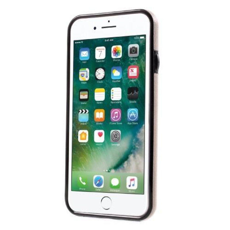 Card gelový obal s PU koženými zády a přihrádkou na iPhone 7 a iPhone 8 - šedý