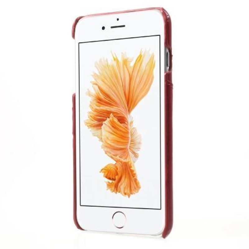 Card plastový obal se zády z PU kůže a přihrádkou na iPhone 6s Plus a 6 Plus - červený