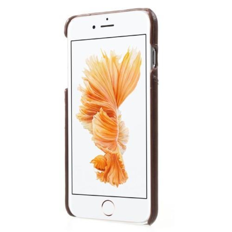 Card plastový obal se zády z PU kůže a přihrádkou na iPhone 6s Plus a 6 Plus - hnědý