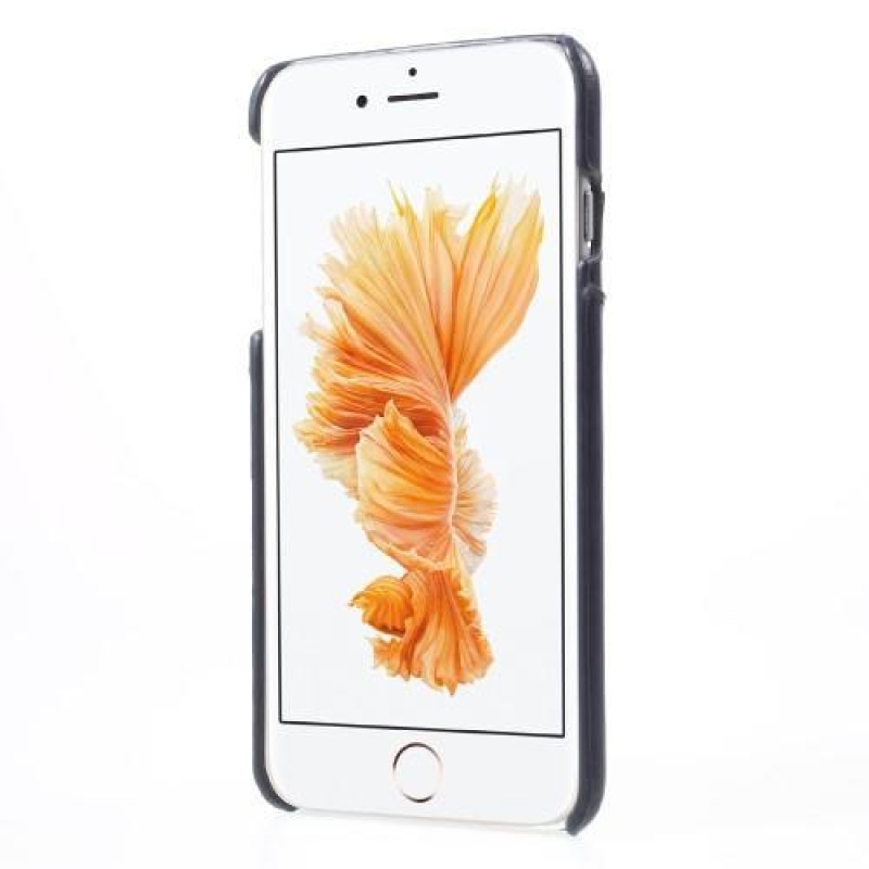 Card plastový obal se zády z PU kůže a přihrádkou na iPhone 6s Plus a 6 Plus - tmavěmodrý