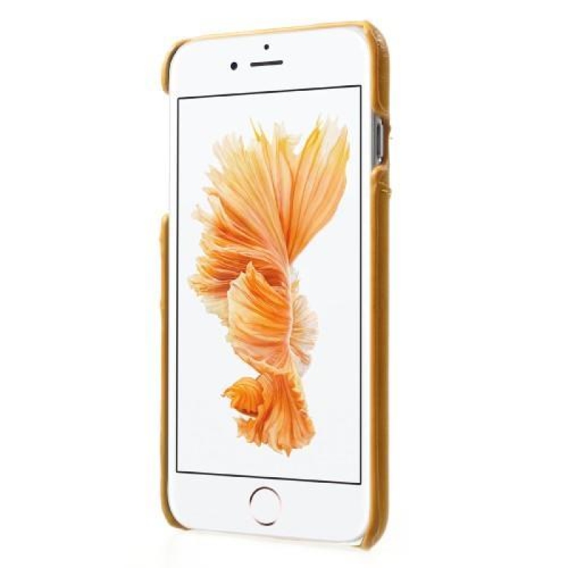 Card plastový obal se zády z PU kůže a přihrádkou na iPhone 6s Plus a 6 Plus - žlutý
