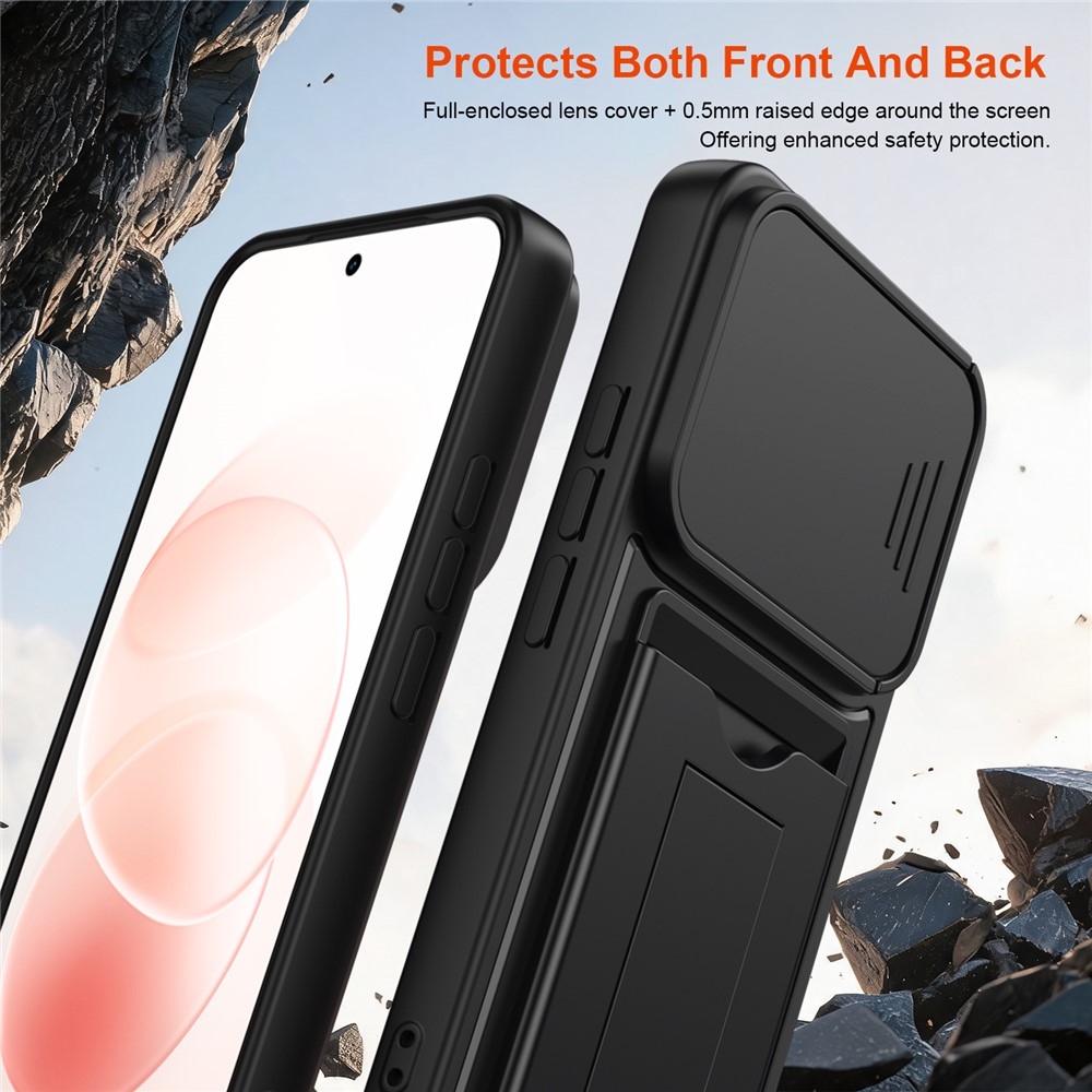 Cards odolný kryt s přihrádkou na karty na mobil Xiaomi Redmi Note 17 Pro 5G - černý