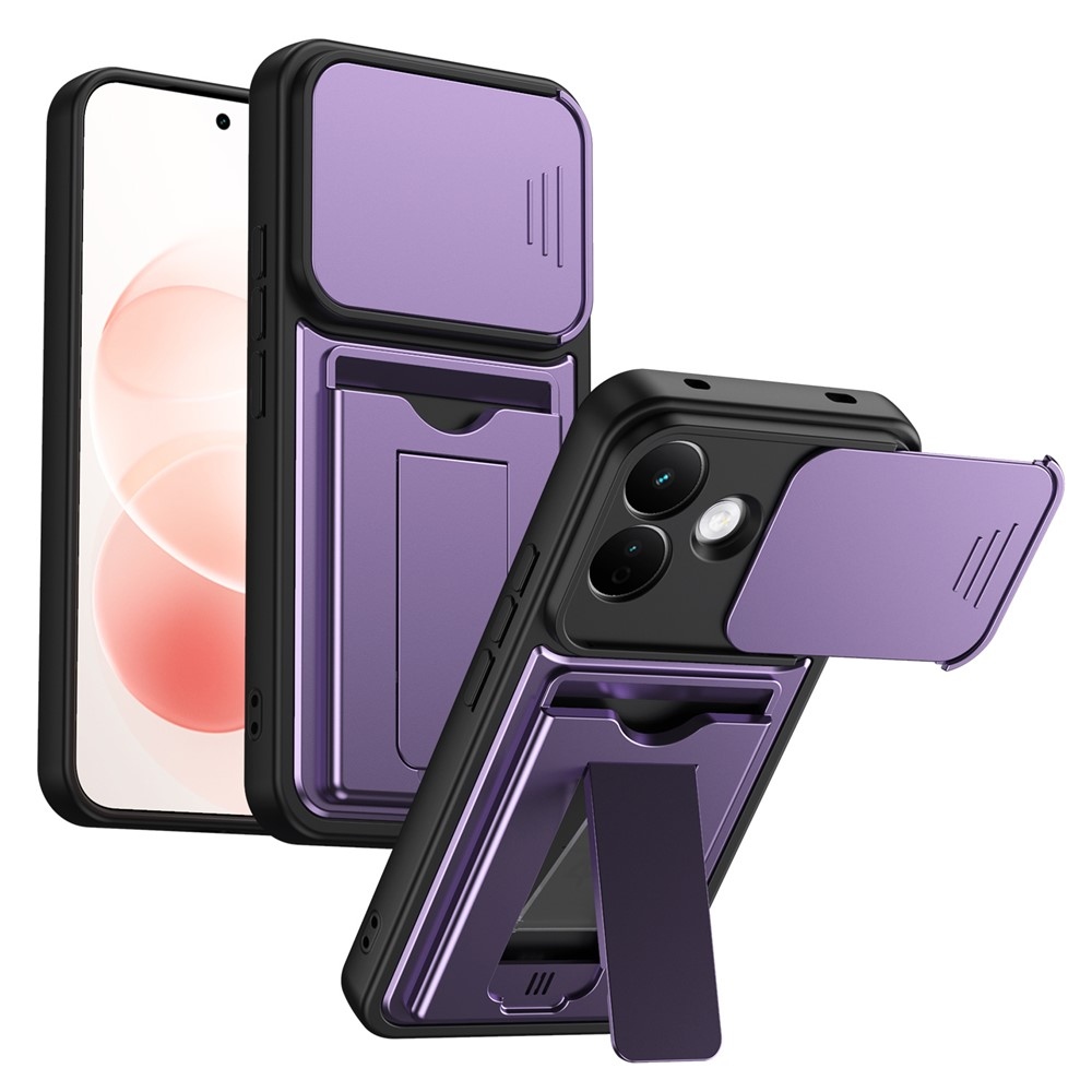 Cards odolný kryt s přihrádkou na karty na mobil Xiaomi Redmi Note 17 Pro 5G - fialový