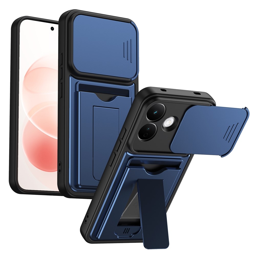 Cards odolný kryt s přihrádkou na karty na mobil Xiaomi Redmi Note 17 Pro 5G - modrý