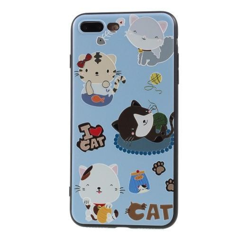 Cartoo gelový obal s motivem na iPhone 8 Plus a 7 Plus - love cat