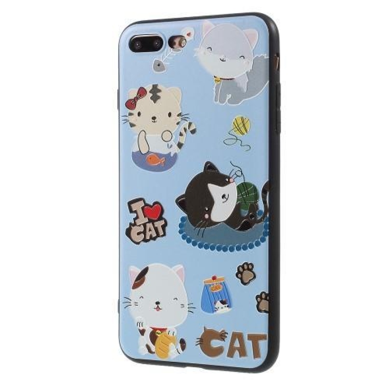 Cartoo gelový obal s motivem na iPhone 8 Plus a 7 Plus - love cat