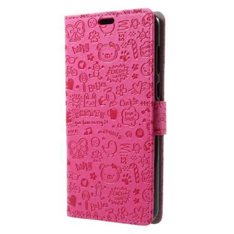 Cartoo PU kožený obal na mobil Honor 7X -  rose