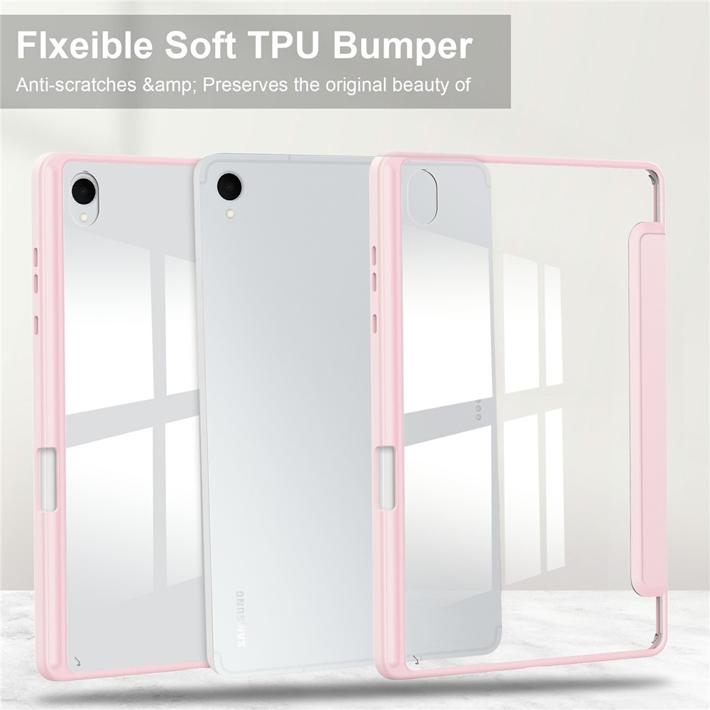 Case chytré zavírací pouzdro v pevnými zády na Samsung Galaxy Tab S11 - růžové