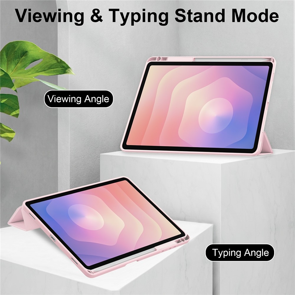 Case chytré zavírací pouzdro v pevnými zády na Samsung Galaxy Tab S11 - růžové