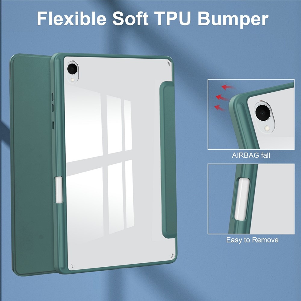 Case chytré zavírací pouzdro v pevnými zády na Samsung Galaxy Tab S11 - zelené