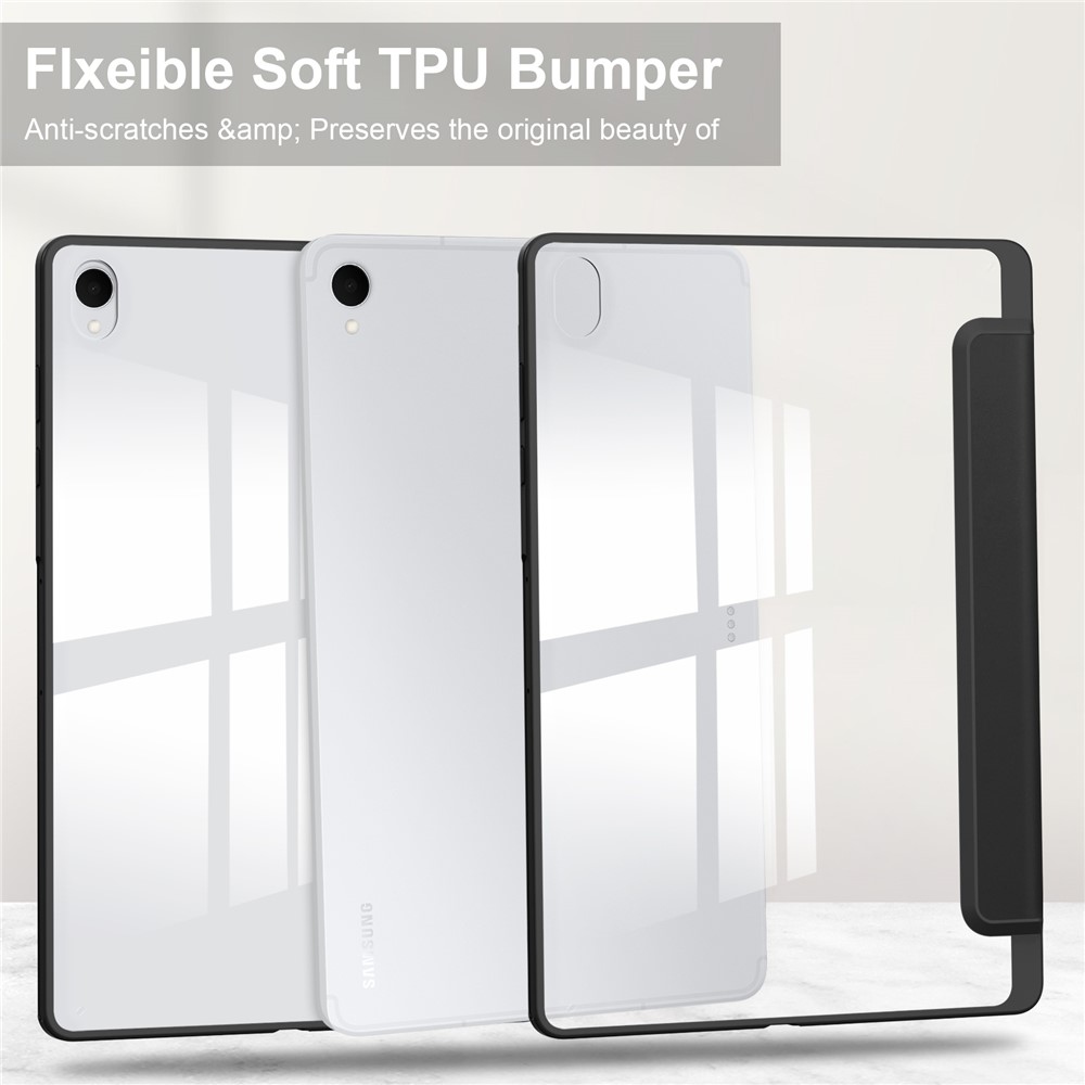 Case chytré zavírací pouzdro v pevnými zády na Samsung Galaxy Tab S12+ - černé