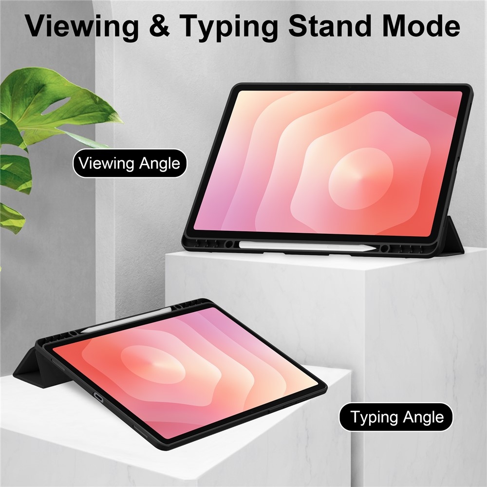 Case chytré zavírací pouzdro v pevnými zády na Samsung Galaxy Tab S12+ - černé