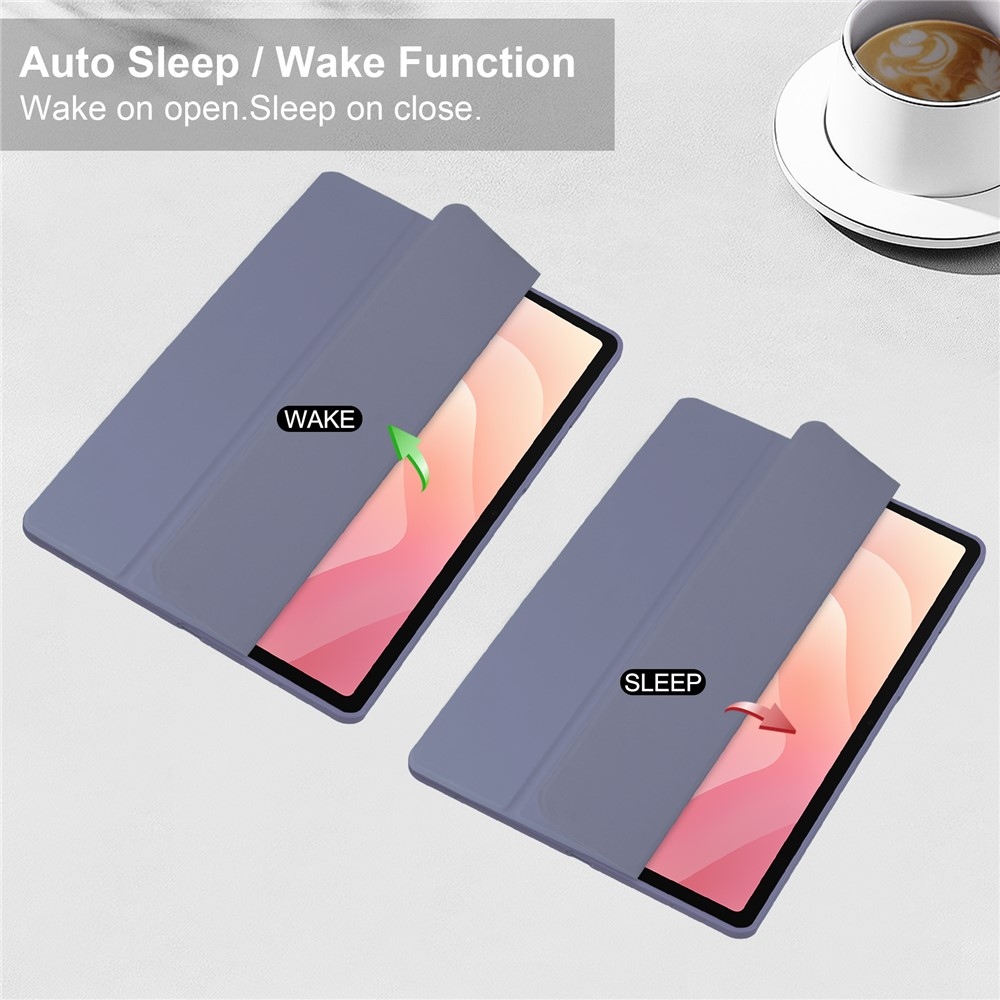 Case chytré zavírací pouzdro v pevnými zády na Samsung Galaxy Tab S12+ - fialové