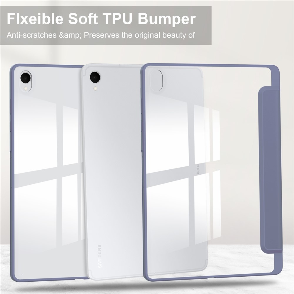 Case chytré zavírací pouzdro v pevnými zády na Samsung Galaxy Tab S12+ - fialové