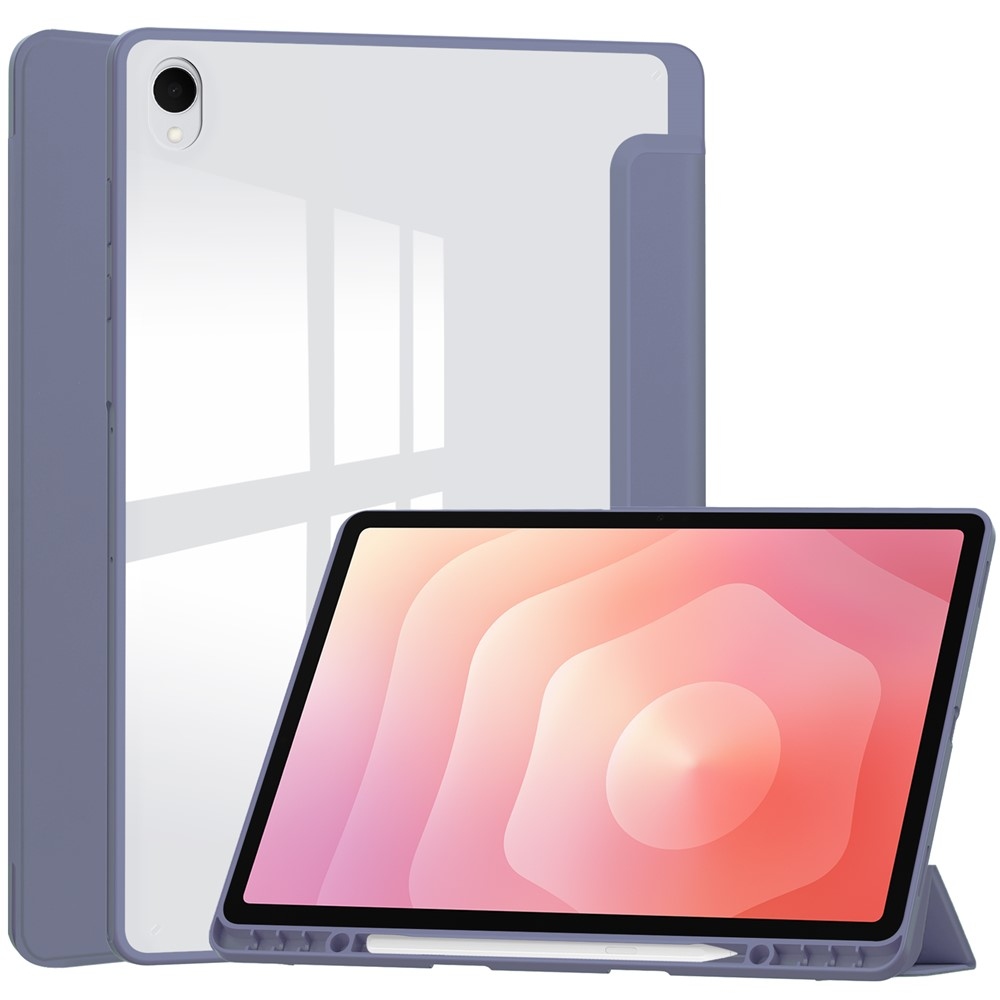 Case chytré zavírací pouzdro v pevnými zády na Samsung Galaxy Tab S12+ - fialové