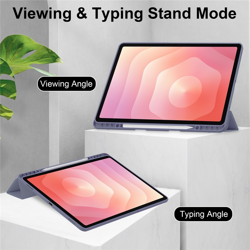 Case chytré zavírací pouzdro v pevnými zády na Samsung Galaxy Tab S12+ - fialové