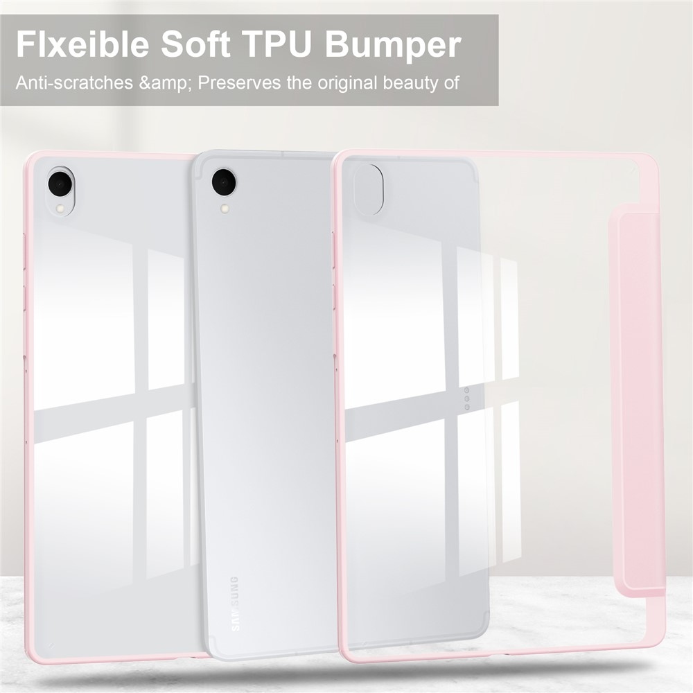 Case chytré zavírací pouzdro v pevnými zády na Samsung Galaxy Tab S12+ - růžové