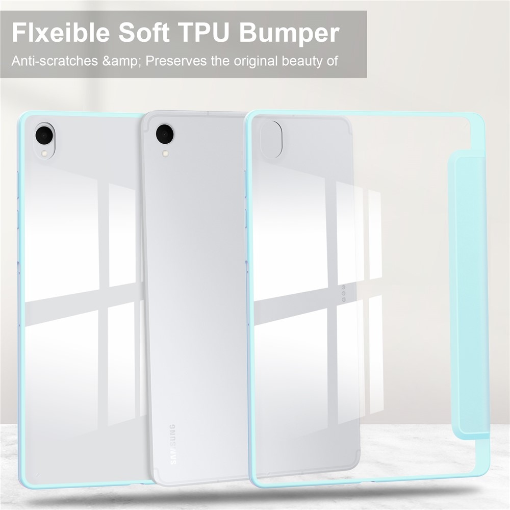 Case chytré zavírací pouzdro v pevnými zády na Samsung Galaxy Tab S12+ - světlemodré