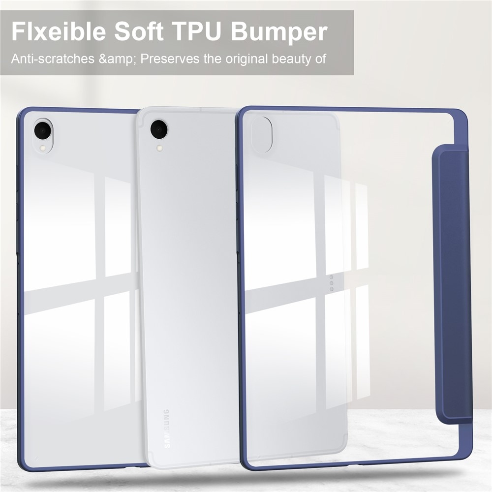 Case chytré zavírací pouzdro v pevnými zády na Samsung Galaxy Tab S12+ - tmavěmodré
