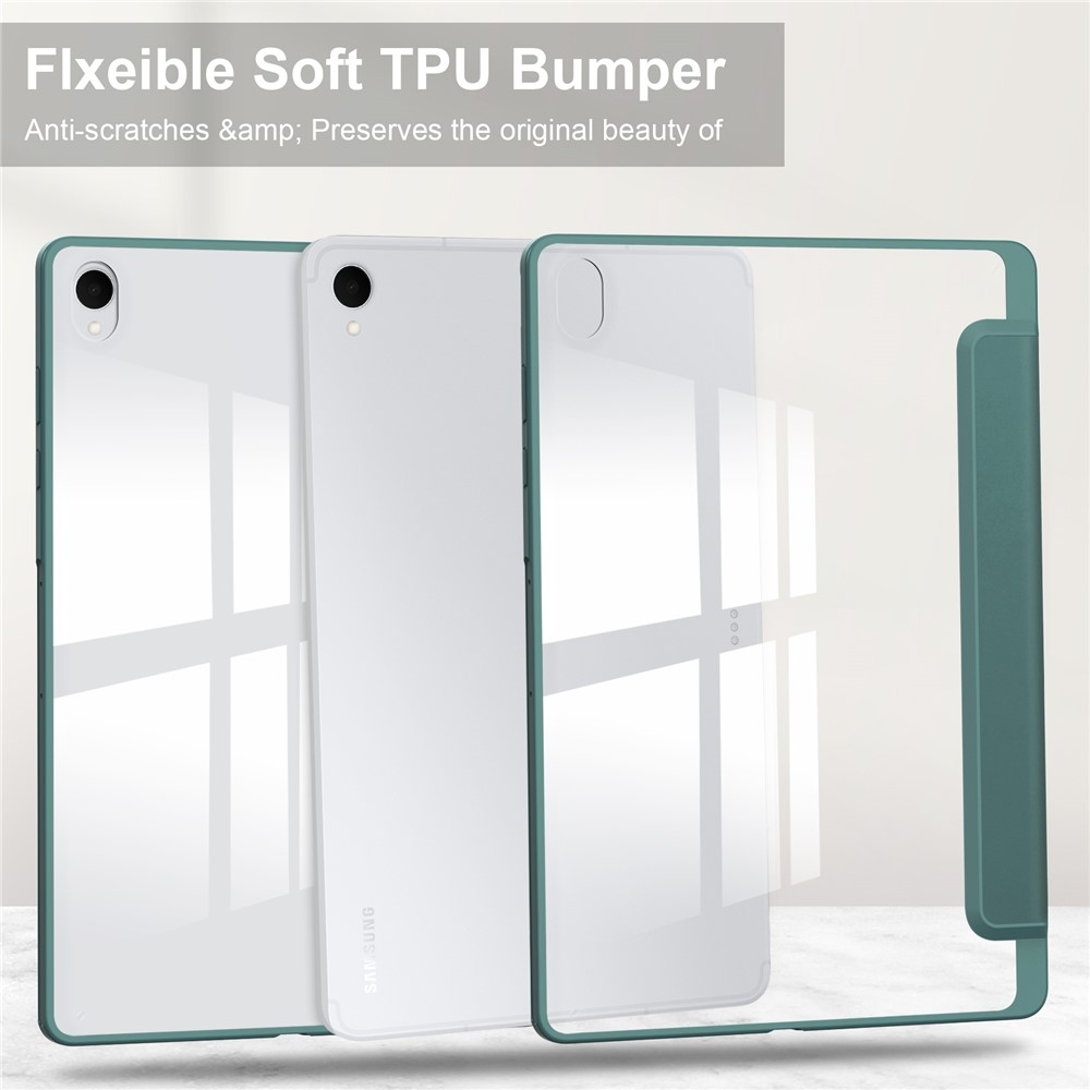 Case chytré zavírací pouzdro v pevnými zády na Samsung Galaxy Tab S12+ - zelené