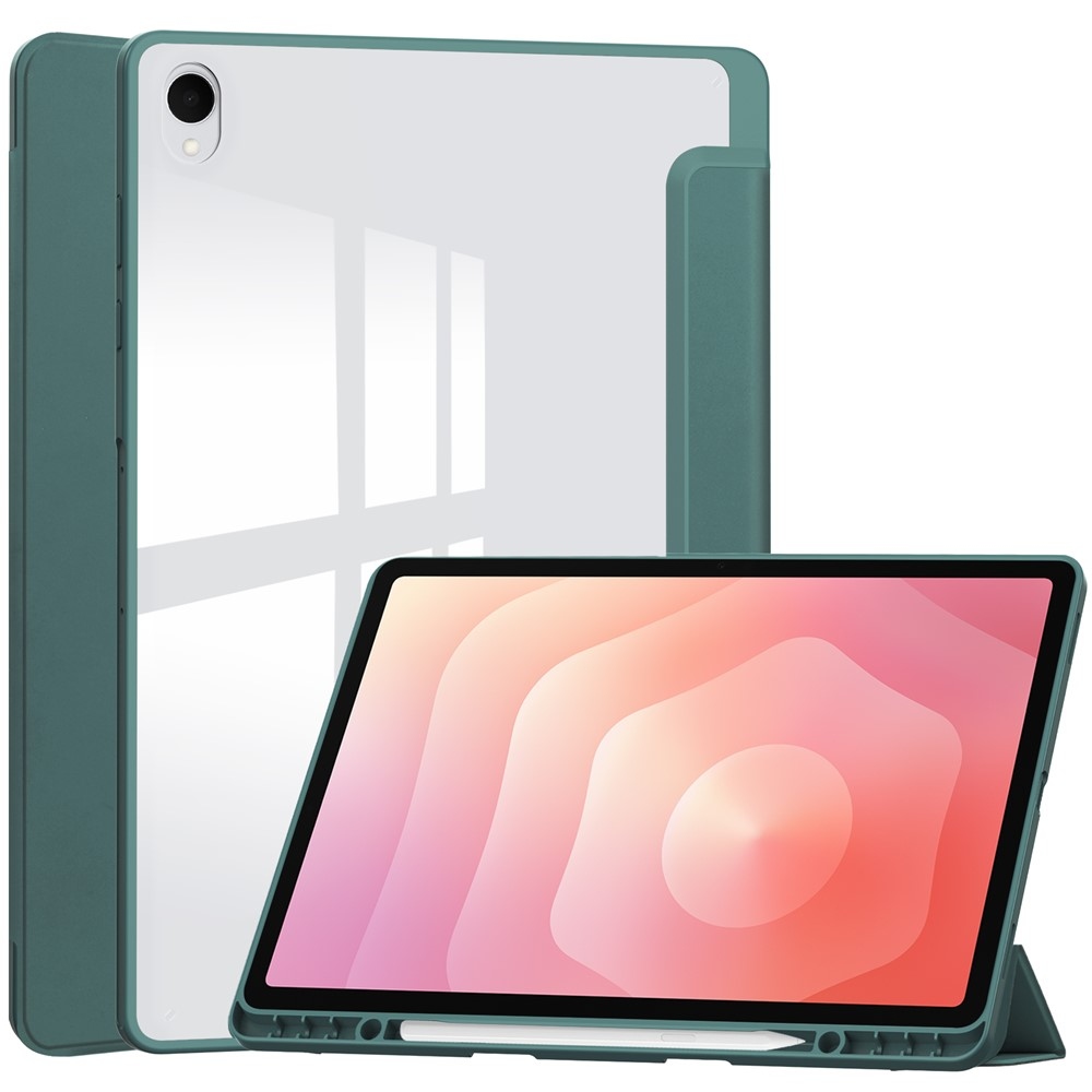 Case chytré zavírací pouzdro v pevnými zády na Samsung Galaxy Tab S12+ - zelené