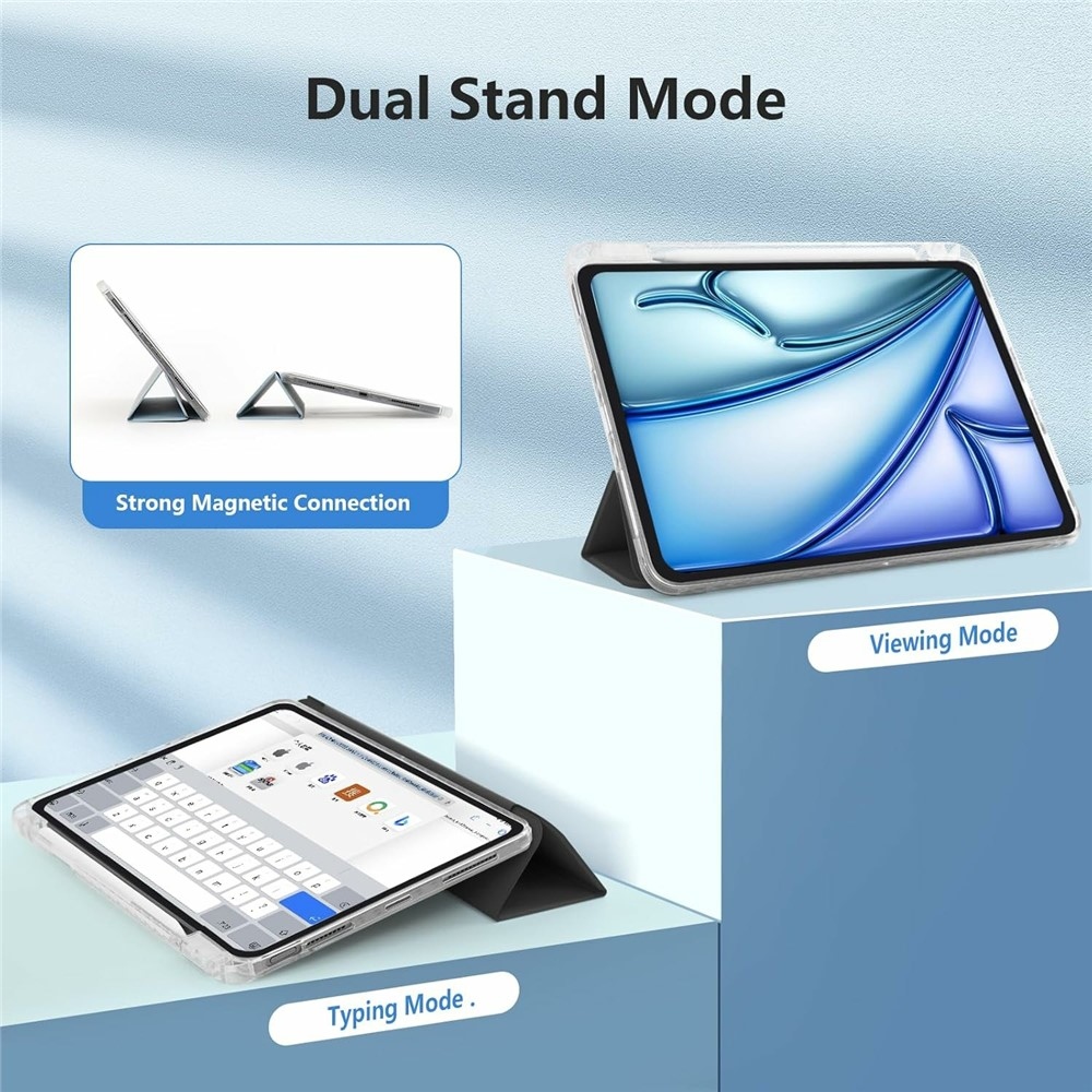 Case chytré zavírací pouzdro v pevnými zády na tablet iPad Air 11 (2024)/(2025)/(2026) - černé