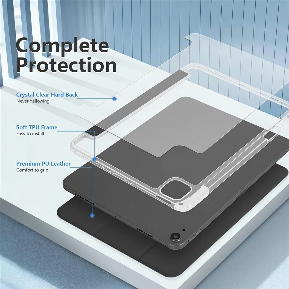 Case chytré zavírací pouzdro v pevnými zády na tablet iPad Air 11 (2024)/(2025)/(2026) - černé
