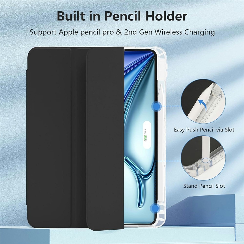 Case chytré zavírací pouzdro v pevnými zády na tablet iPad Air 11 (2024)/(2025)/(2026) - černé
