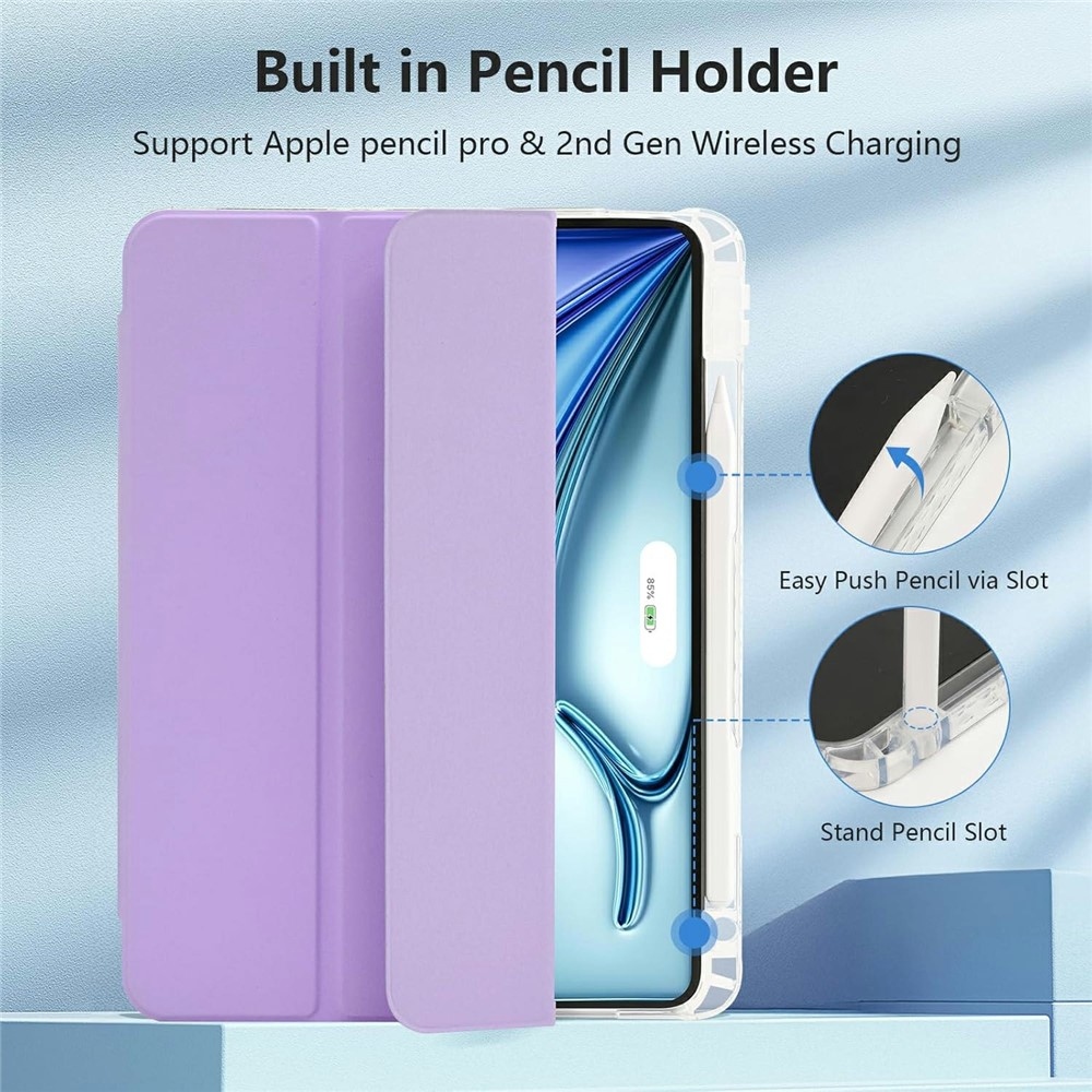 Case chytré zavírací pouzdro v pevnými zády na tablet iPad Air 11 (2024)/(2025)/(2026) - fialové