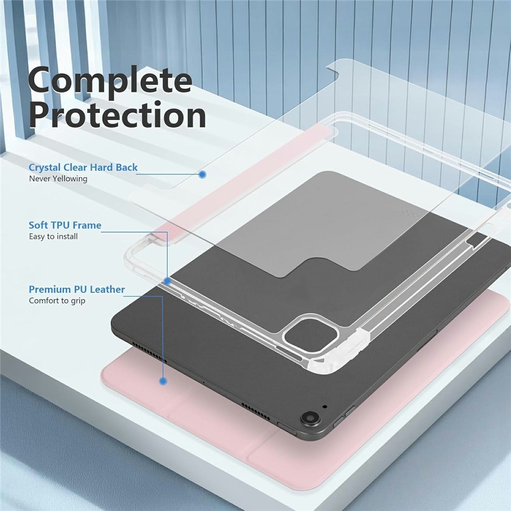 Case chytré zavírací pouzdro v pevnými zády na tablet iPad Air 11 (2024)/(2025)/(2026) - růžové